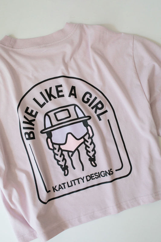 Bike Like a Girl Lilac Crop Tee
