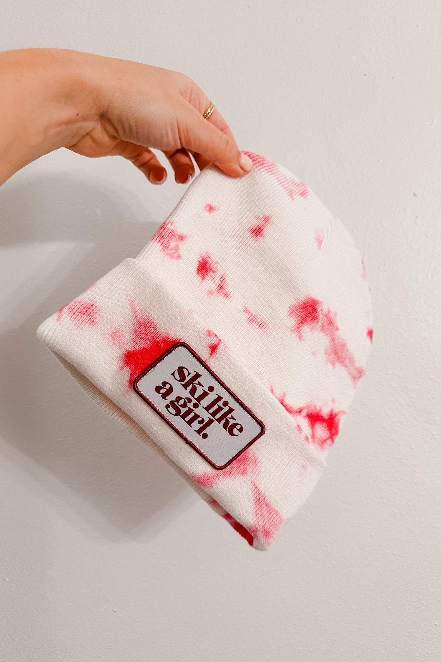 Pink Tie-Dye Beanie with Patch