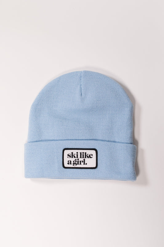 Periwinkle Beanie with Patch
