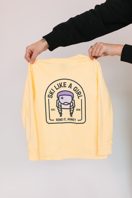 Ski Like A Girl Longsleeve Youth Tee – Pop-up Leftover