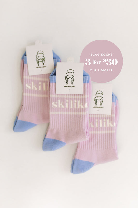 Ski Like a Girl Socks – Lilac