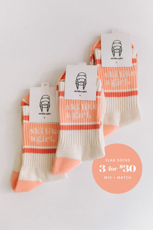 Ski Like a Girl Socks – Peachy