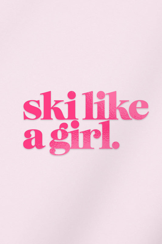 Ski Like a Girl Transfer Sticker – Neon Pink