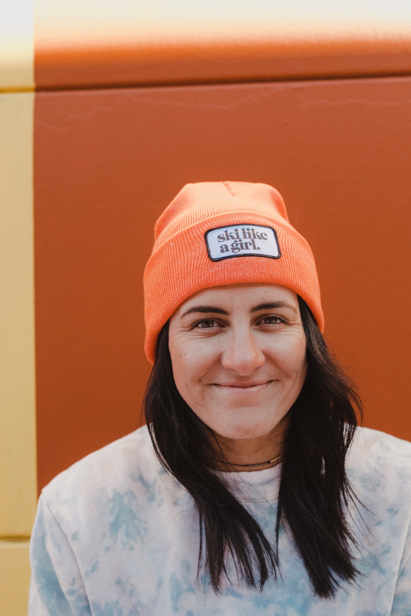 Orange Beanie with Patch