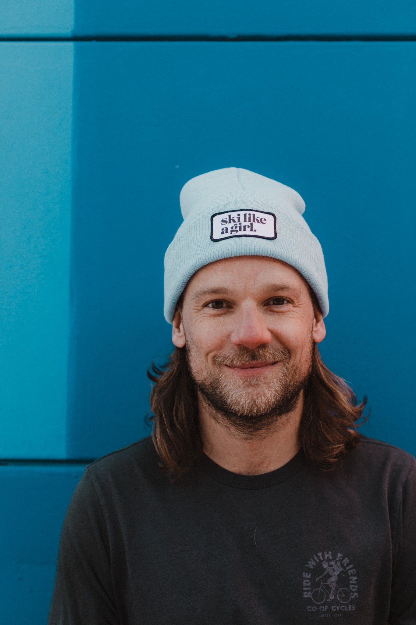 Light Blue Beanie with Patch