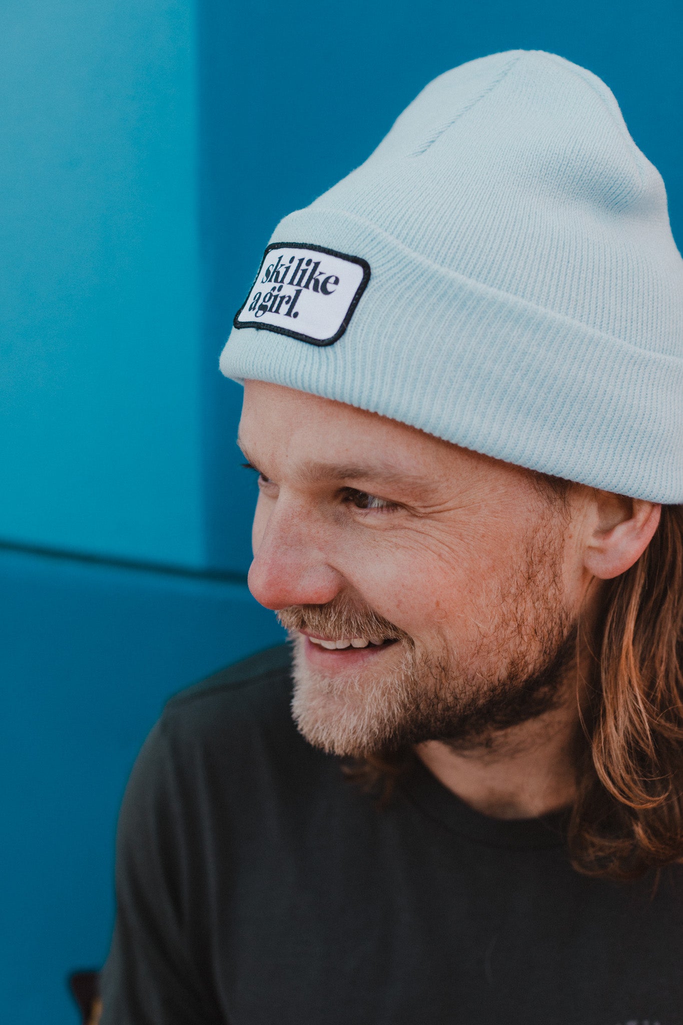 Light Blue Beanie with Patch