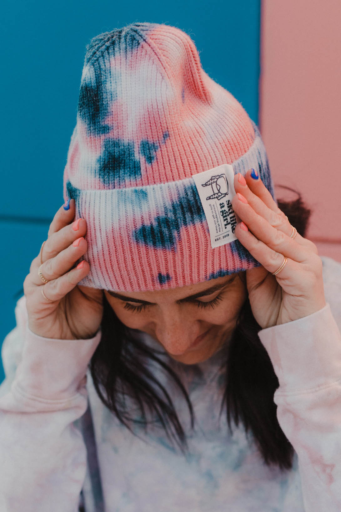Deep Tie-Dye Beanie with Tag