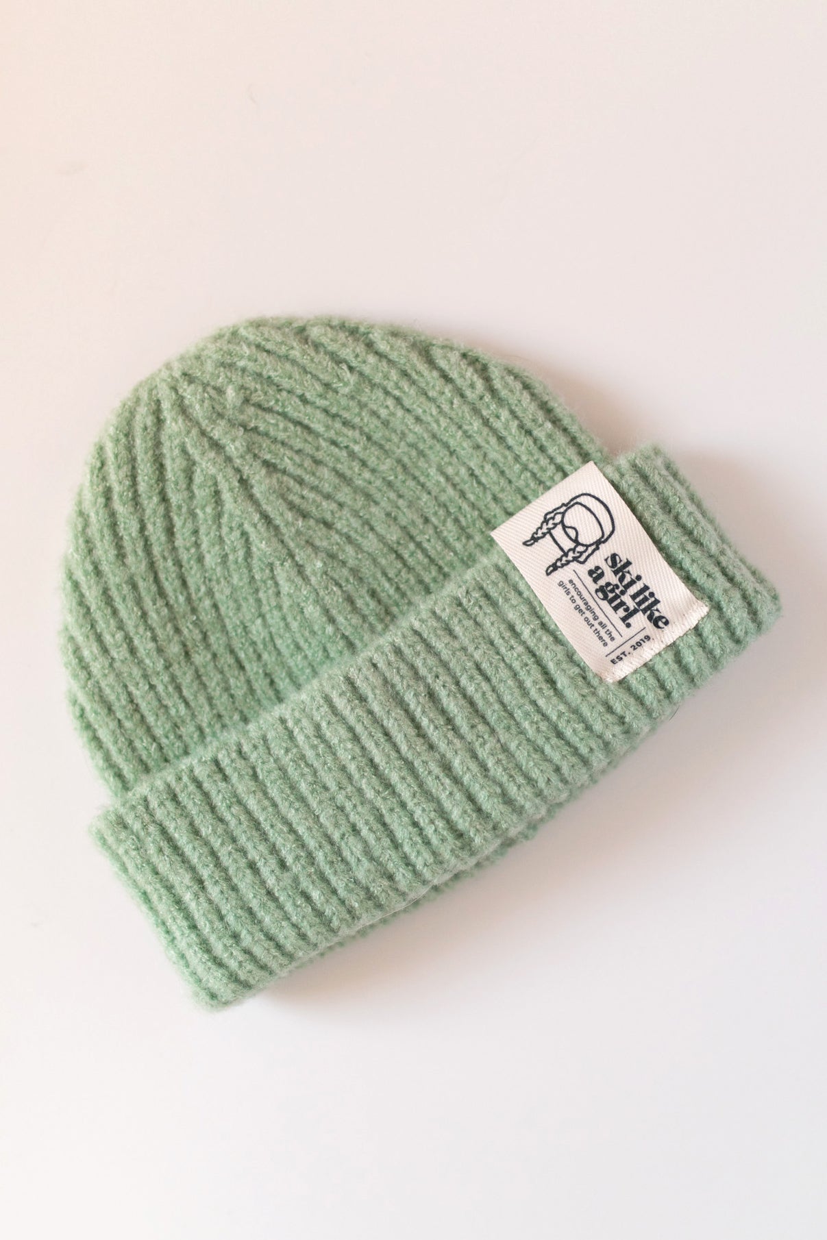 Sage Green Beanie with Small Tag