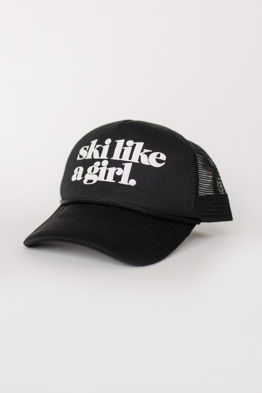 Black Ski Like a Girl Trucker Black