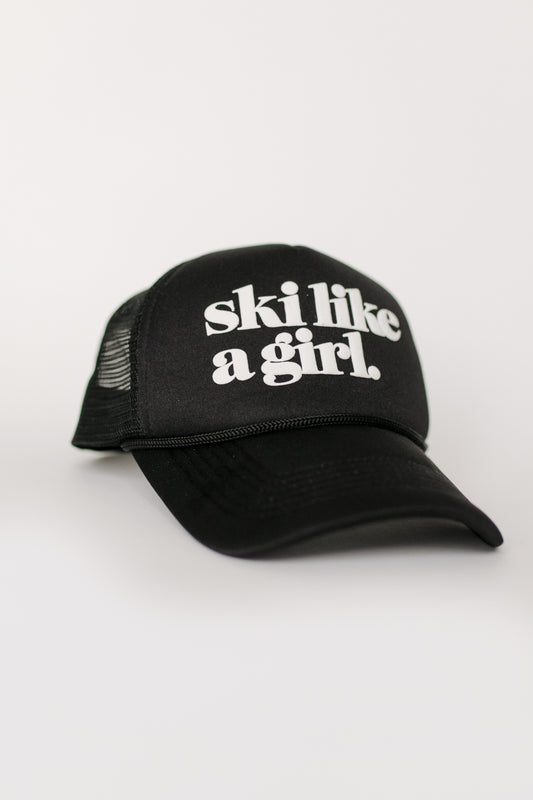 Black Ski Like a Girl Trucker Black