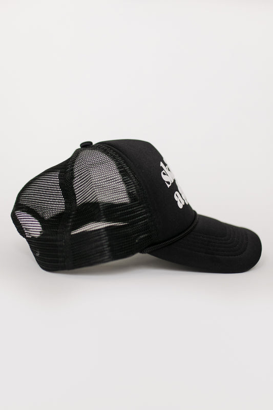 Black Ski Like a Girl Trucker Black