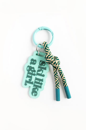 Teal Stripes Bag Charm | Rope Keychain & Backpack Clip