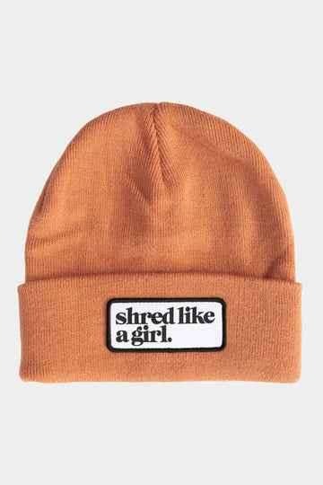 Shred Like a Girl Classic Patch Beanie - Camel