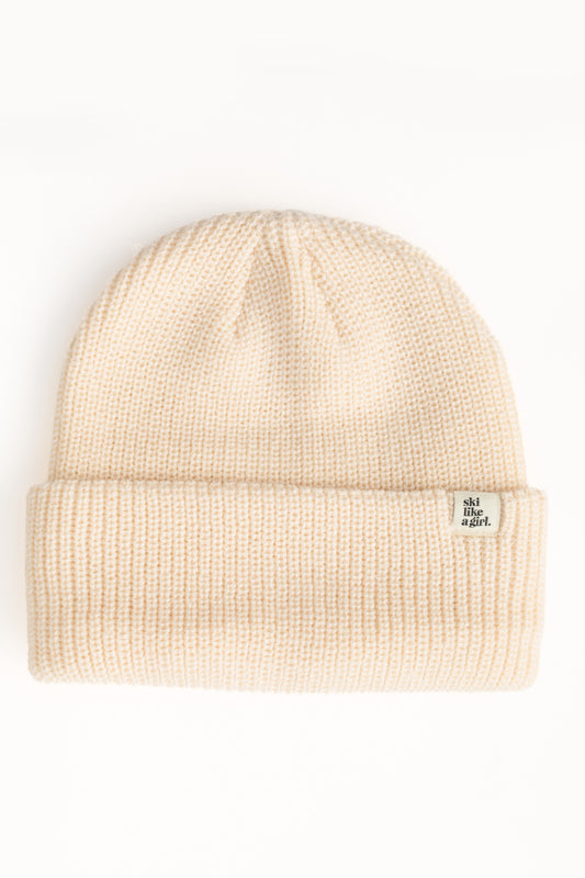 Knit Tag Beanie – Ivory