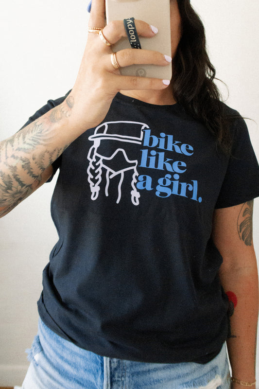 Bike Like a Girl Tee – Navy