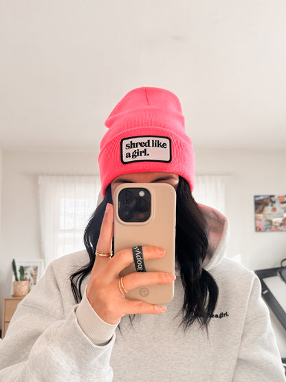 Hot Pink Shred Patch Beanie