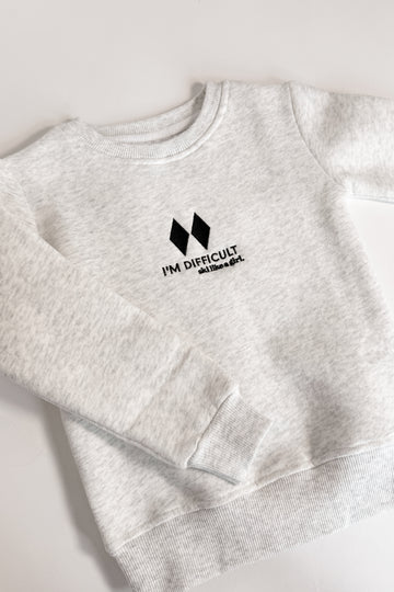 Toddler I'm Difficult Fleece Crewneck – Heather