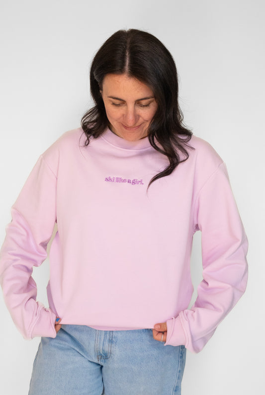 Ski Like a Girl Lightweight Crewneck - Lilac