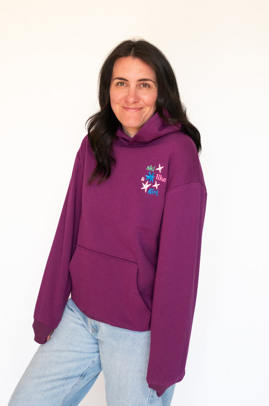 *MISPRINT* Ski Manifesto + Stars Lightweight Hoodie - Jewel