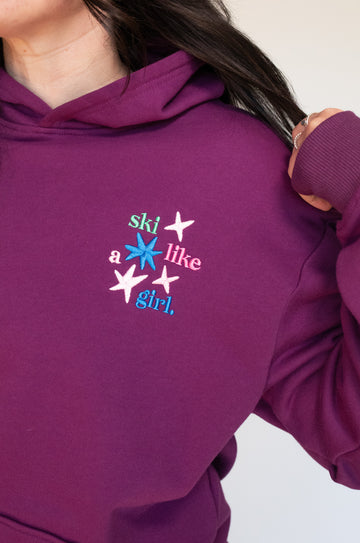 *MISPRINT* Ski Manifesto + Stars Lightweight Hoodie - Jewel