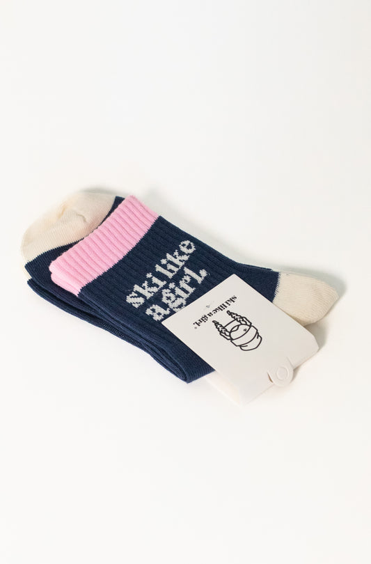 Ski Like a Girl Socks – Navy