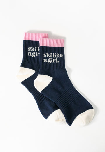 Ski Like a Girl Socks – Navy