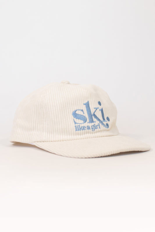 White Corduroy Après 5 Panel