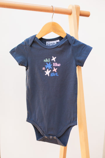 Baby Ski Like a Girl Star Onesie