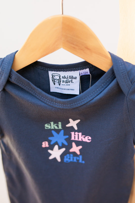 Baby Ski Like a Girl Star Onesie