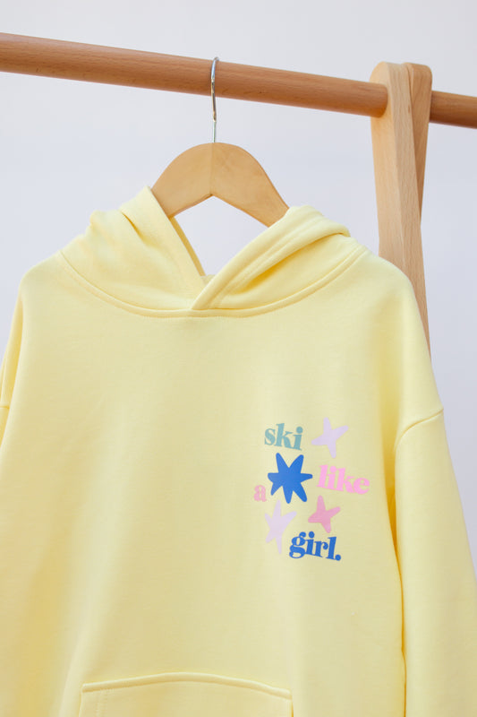 Youth Ski Like a Girl Star Hoodie - Butter
