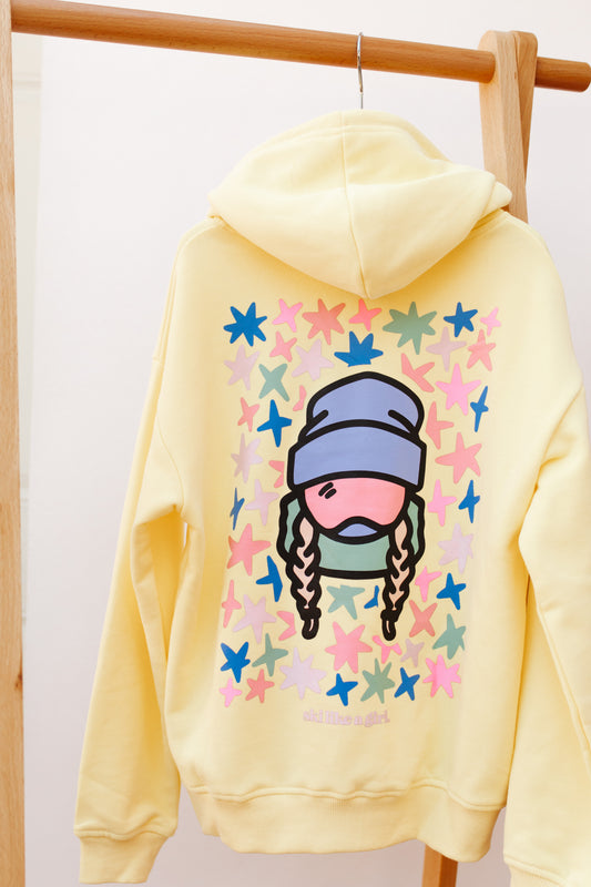 Youth Ski Like a Girl Star Hoodie - Butter