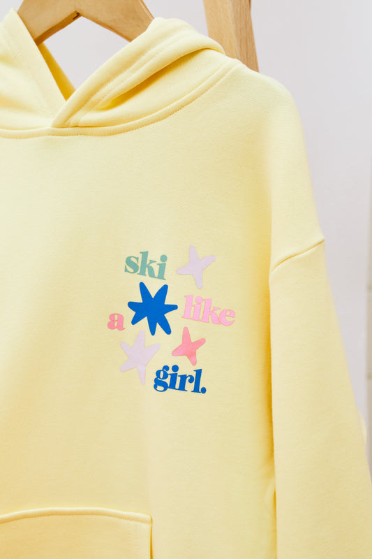 Youth Ski Like a Girl Star Hoodie - Butter