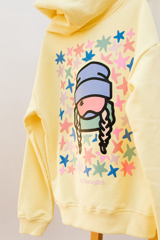 Youth Ski Like a Girl Star Hoodie - Butter