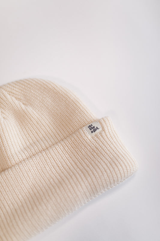 Knit Tag Beanie – Ivory