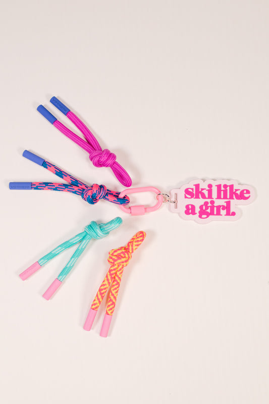 Ski Like a Girl Pink Bag Charm Set