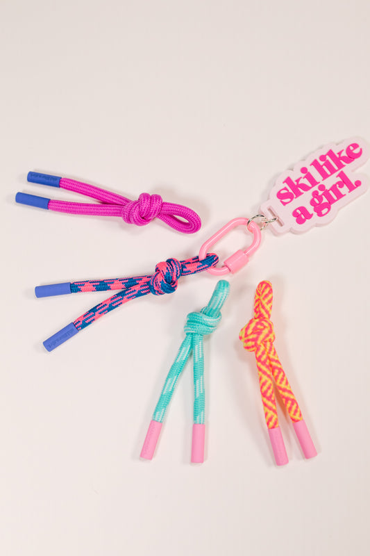 Ski Like a Girl Pink Bag Charm Set