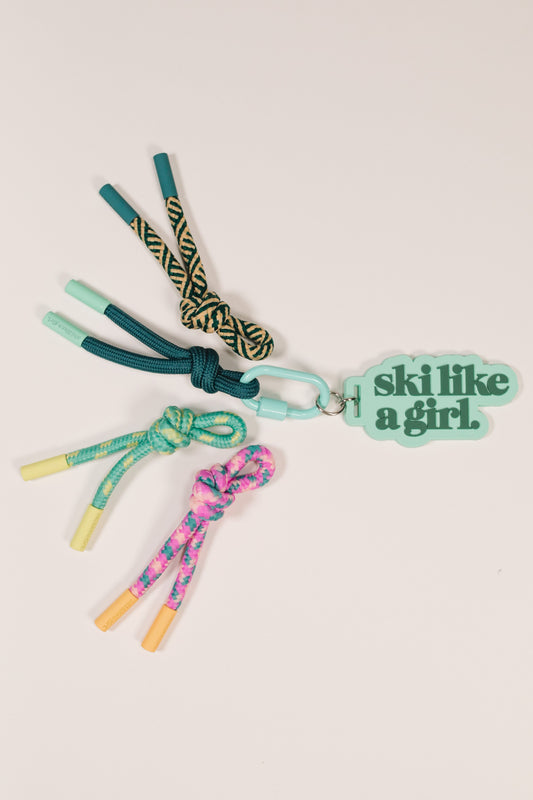 Ski Like a Girl Glacier Bag Charm Set