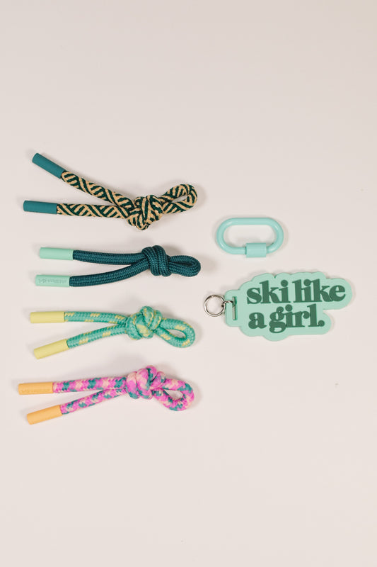 Ski Like a Girl Glacier Bag Charm Set