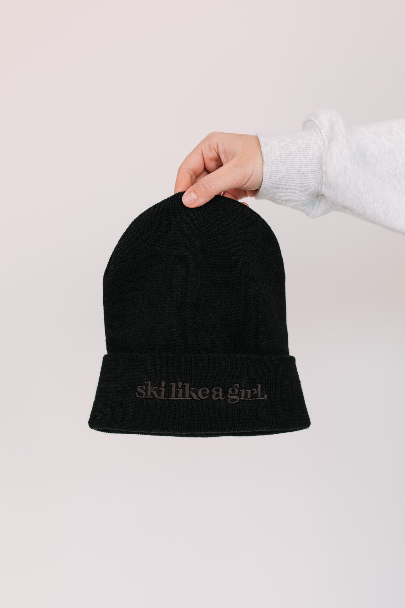 Black on Black Embroidered Beanie