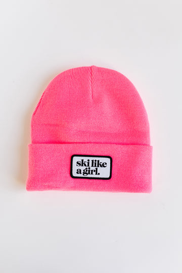 Hot Pink Beanie with Patch