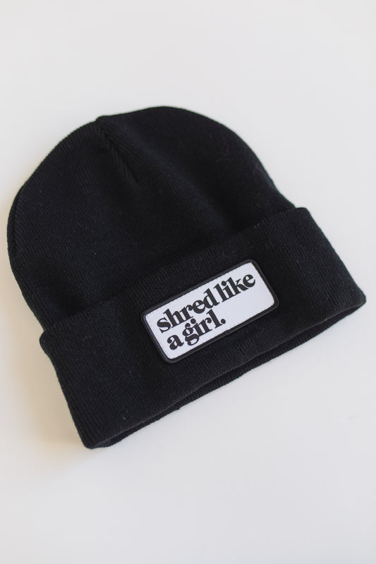 Shred Like a Girl Classic Patch Beanie - Black