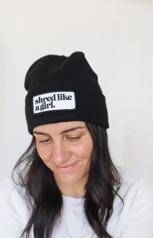 Shred Like a Girl Classic Patch Beanie - Black