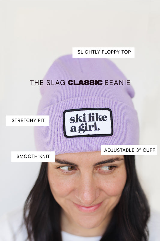 Ski Like a Girl Classic Patch Beanie - Lilac