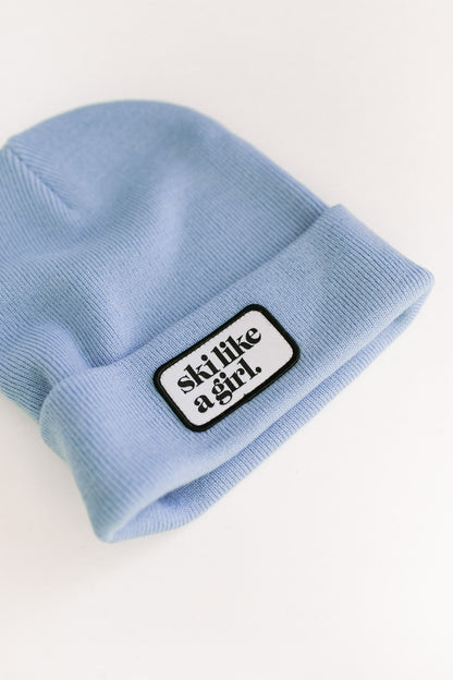 Periwinkle Beanie with Patch