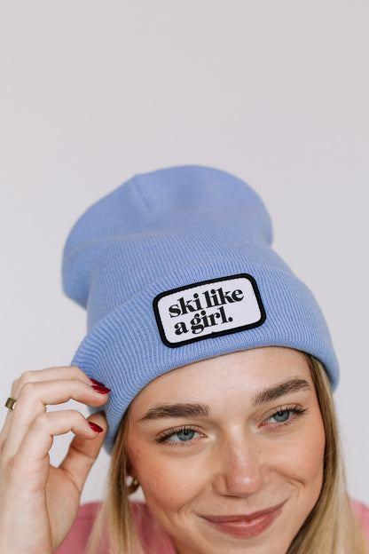 Periwinkle Beanie with Patch