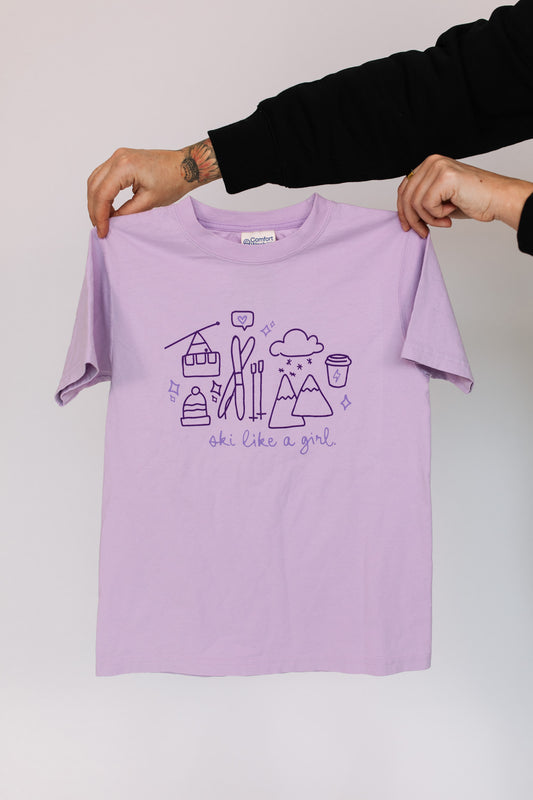 Ski Like A Girl Doodle Youth Tee