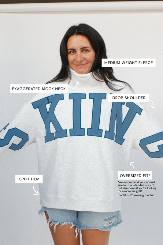 SKIING Mock Neck Fleece Sweater