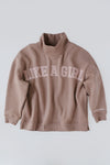 Like a Girl Mock Neck Fleece Sweater