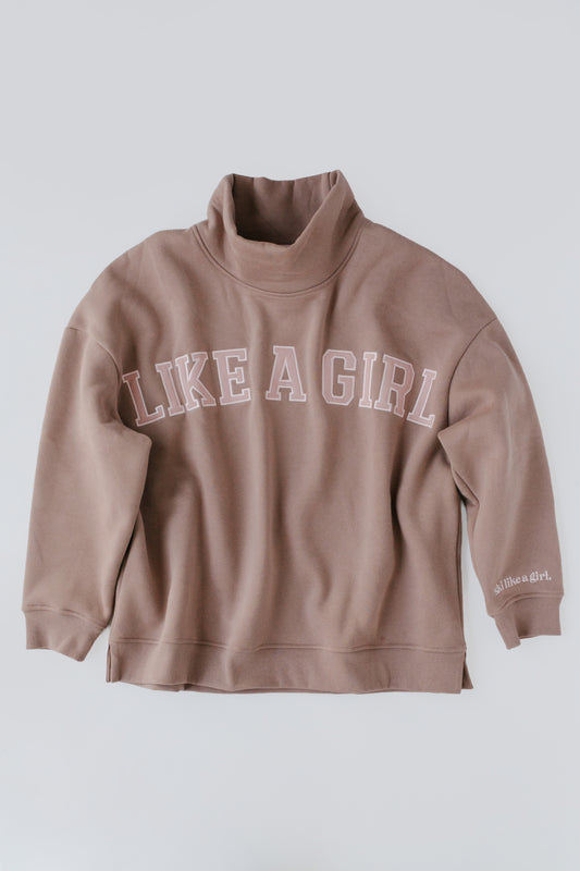 *PREORDER* Like a Girl Mock Neck Fleece Sweater