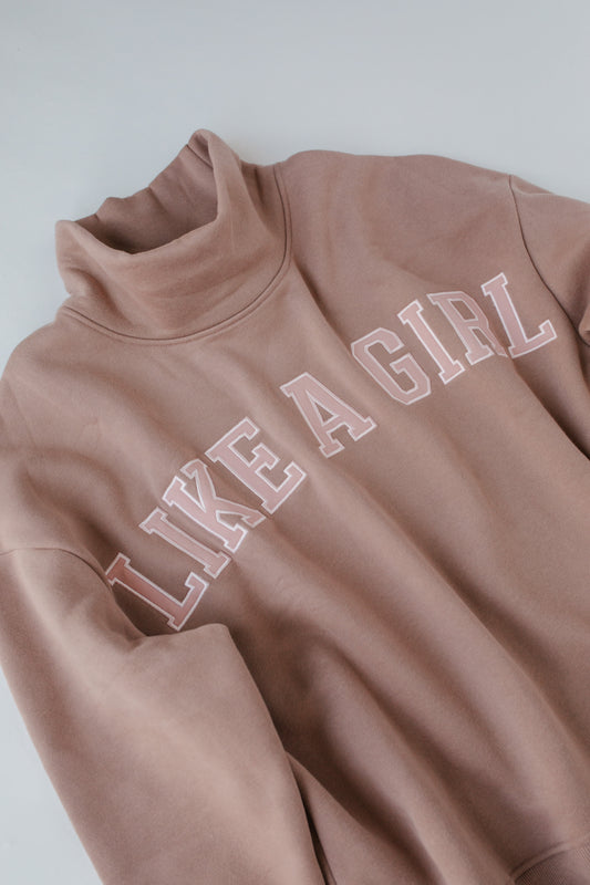 *PREORDER* Like a Girl Mock Neck Fleece Sweater